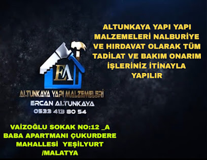 ALTUNKAYA YAPI MALZEMELERİ İNŞAAT NALBURİYE VE HIRDAVAT MALATYA kapak görseli